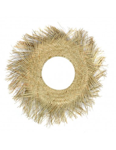 Miroir Rotan, miroir mural rond en fibres végétales, miroir bohème à franges de palmier tressé 65 cm Les magasins à Paris