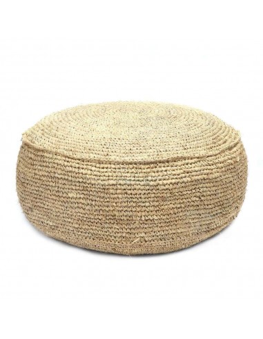 Pouf rond en raphia de Flores - assise en fibres naturelles Fin de série