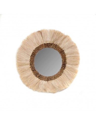 Miroir Mowgli, miroir mural rond en fibres végétales, décoration bohème à franges de rafia 60 cm 50-70% off 