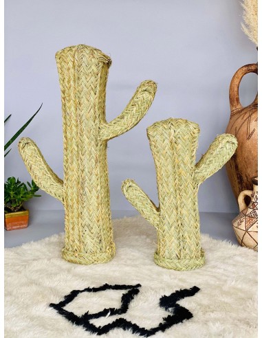 Cactus tressés en osier, cactus en paille, deco bohème, cactus feuille de palmier solde