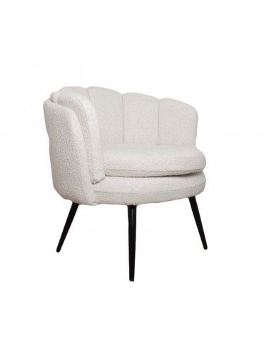 Chaise longue High five blanc perle (boucle) en linge